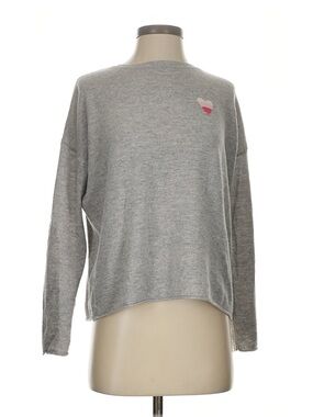 Velvet by Graham & Spencer Gray Knit Pullover with Pink & Cream Heart